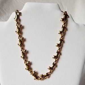 Vintage cat chain shiny gold tone 17" necklace